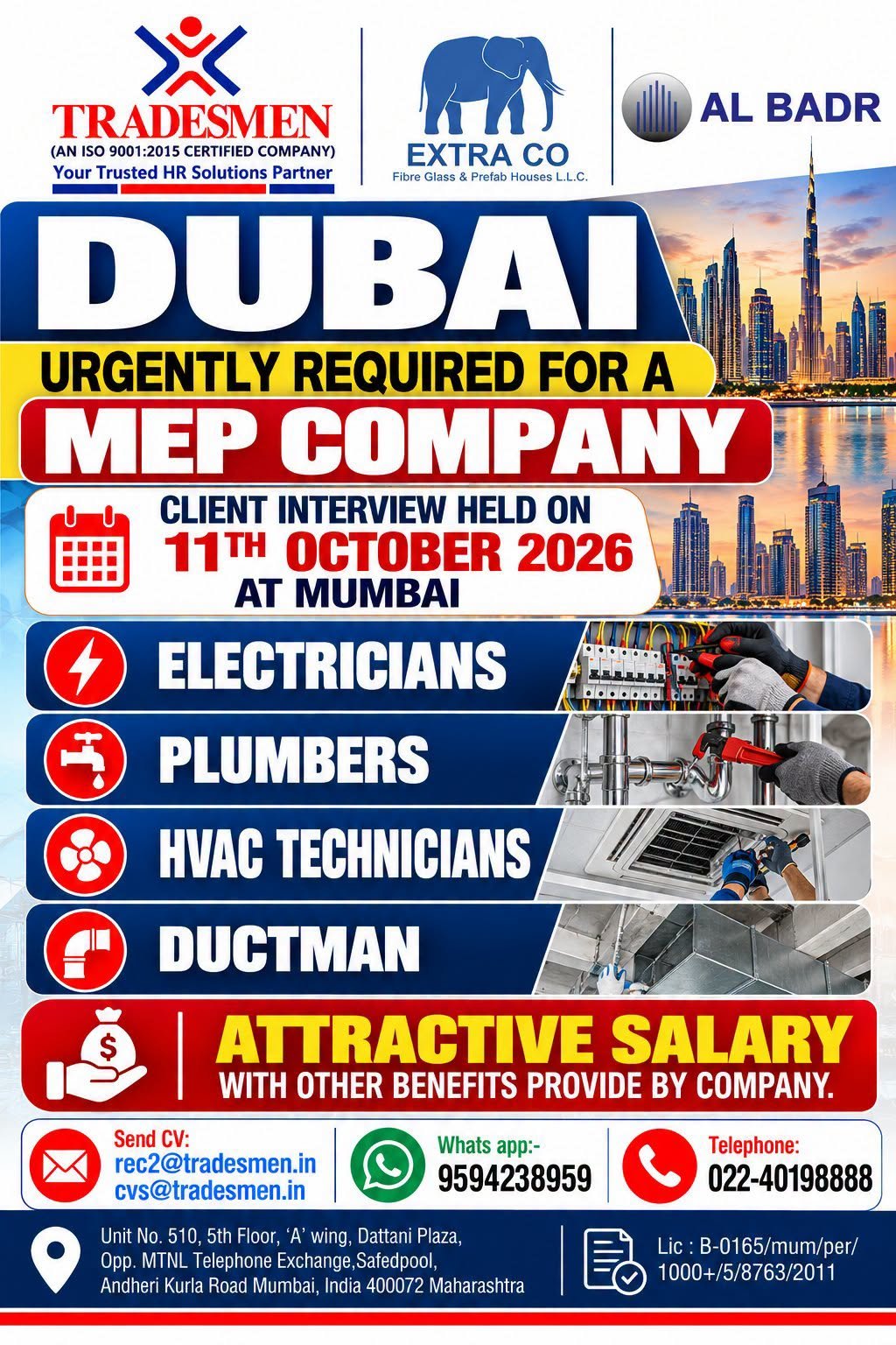 Dubai MEP Company Jobs 2026