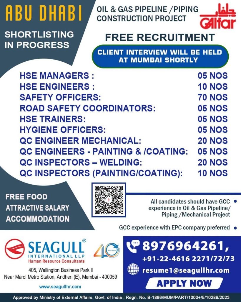 UAE Abu Dhabi Oil & Gas Pipeline Jobs 2026 – Free Recruitment 