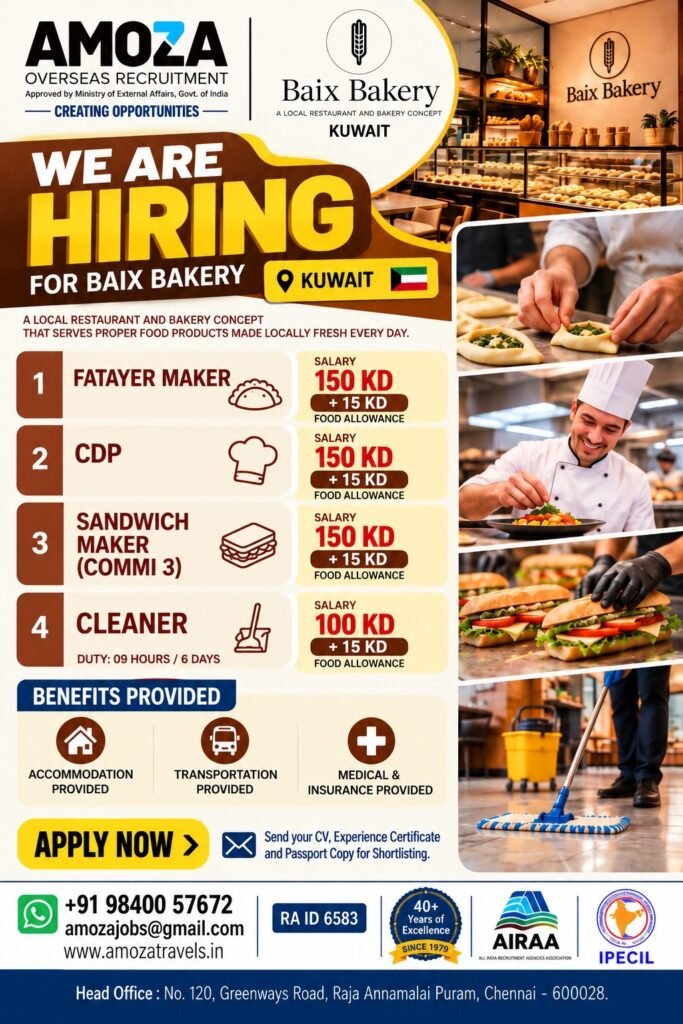 Kuwait Jobs 2026: Baix Bakery Hiring Kuwait Jobs 2026: Baix Bakery Hiring