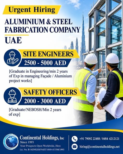 UAE : Hiring For Aluminium & Steel Fabrication Company