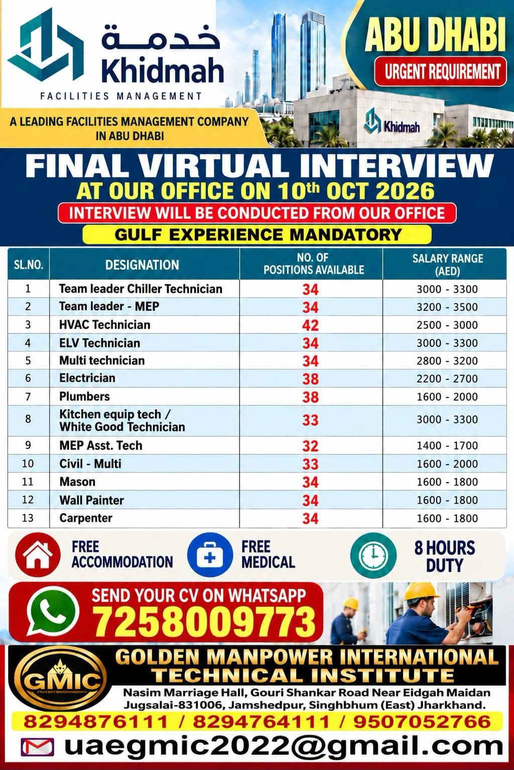 Abu Dhabi Jobs 2026 – Khidmah Facilities Management Hiring 