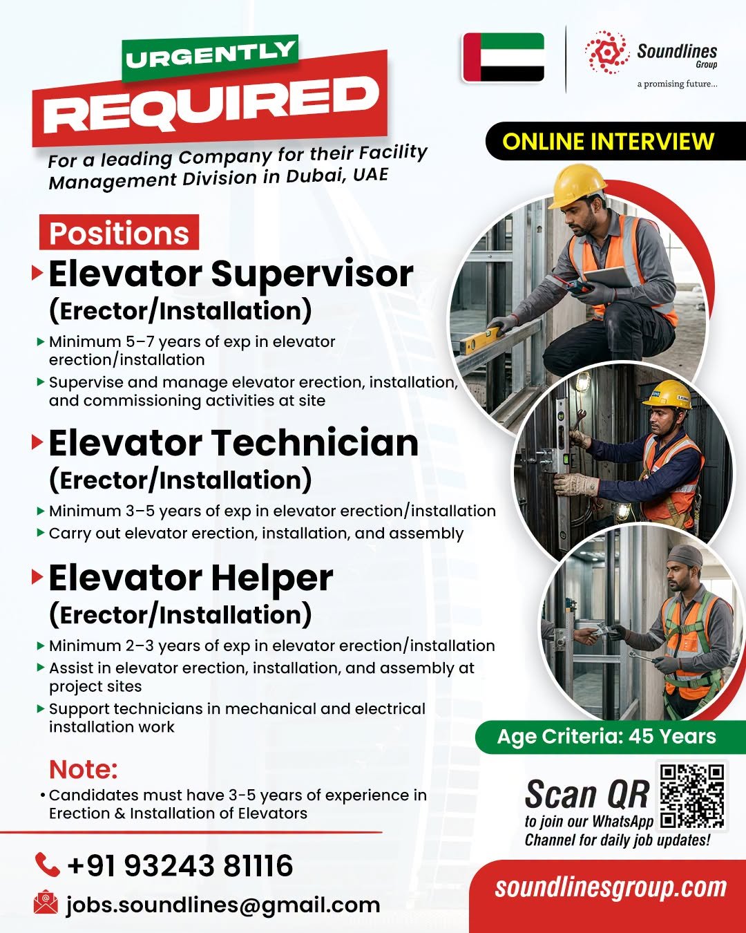 Hiring For a leading Company for their Facility Management Division in Dubai, UAE