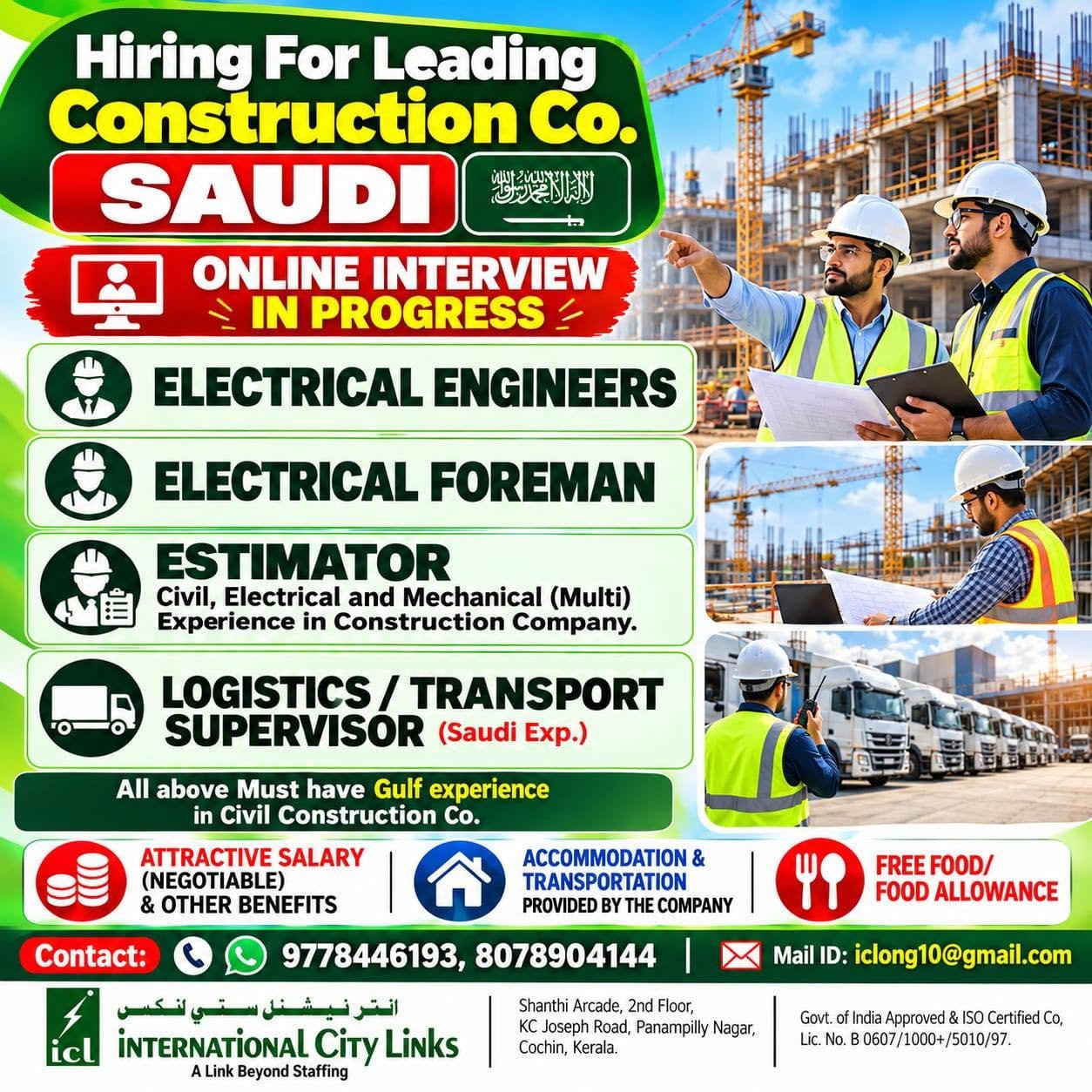 Saudi Arabia Jobs 2026: Urgent Hiring for leading construction company