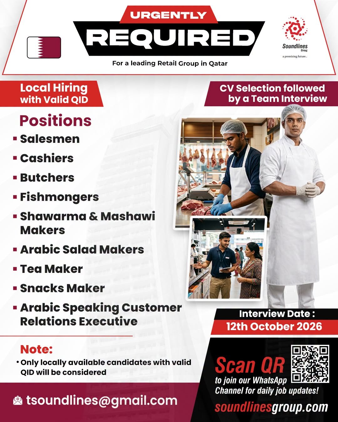 Urgent Hiring For a leading Retail Group in Qatar