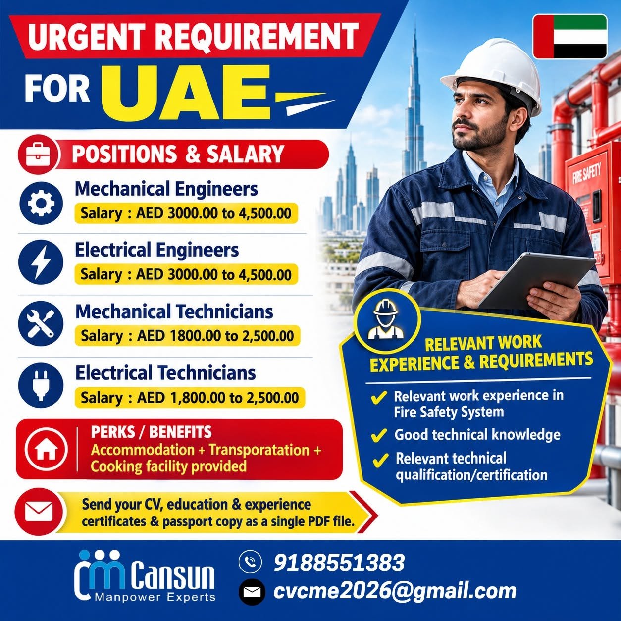 UAE Jobs 2026: Mechanical and Electrical Engineers & Technicians Hiring