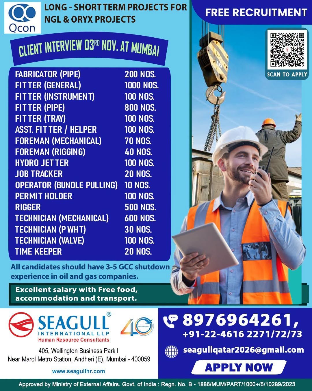 Qatar Jobs 2026: NGL & ORYX Shutdown Project Vacancies 