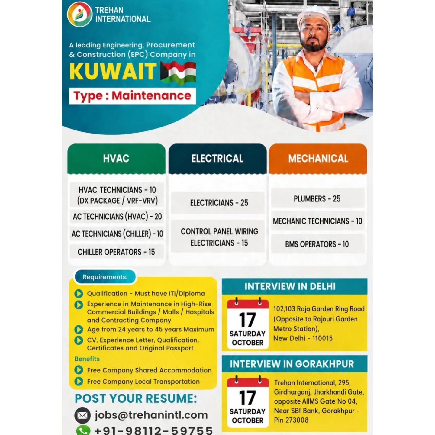 Kuwait : Recruitment for A Leading EPC Company for Maintenance Projects
