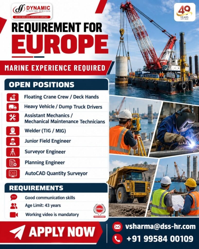 Europe Jobs 2026: Marine, Crane, Welding and Engineering Vacancies