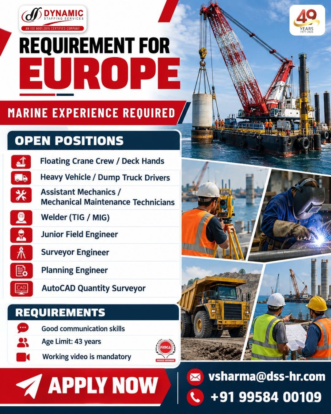 Europe Jobs 2026: Marine, Crane, Welding and Engineering Vacancies