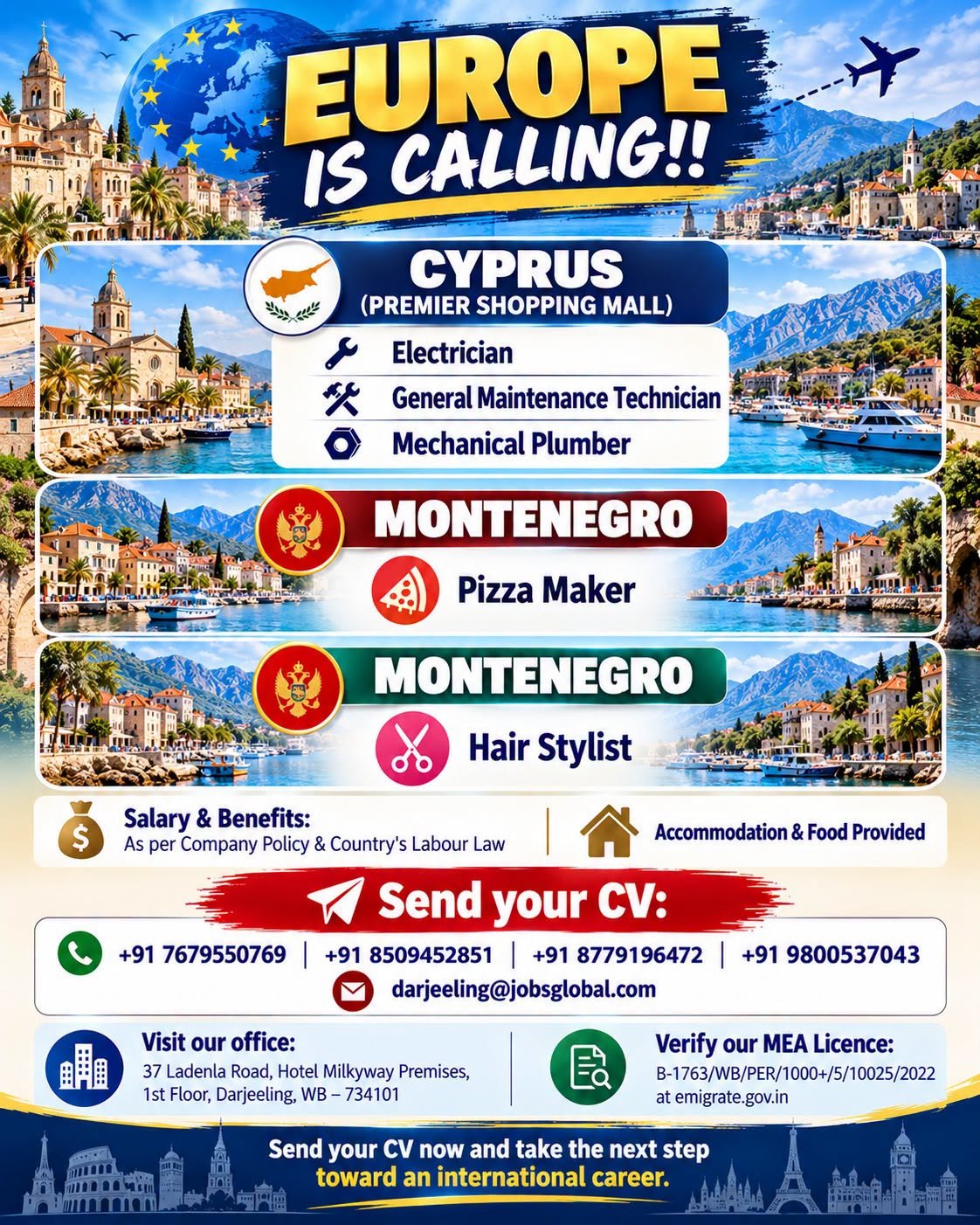 Europe Jobs 2026: Electricians, Maintenance Technicians, Pizza Makers and Hair Stylists Required