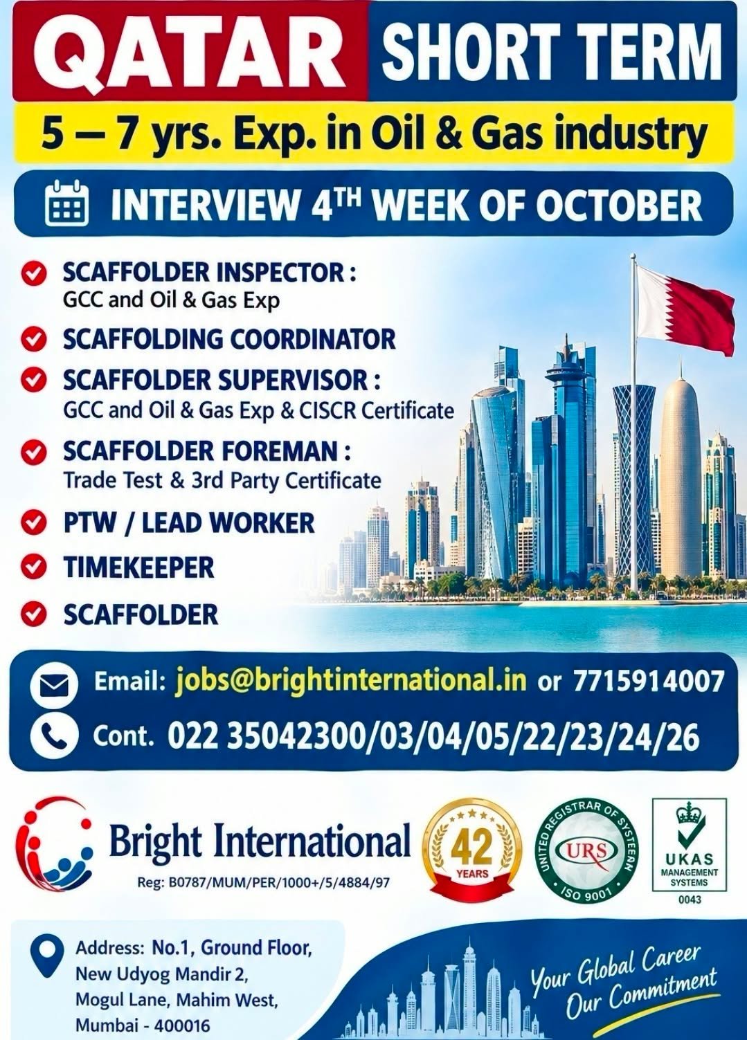 Qatar Jobs 2026: Short-Term Oil and Gas Vacancies for Scaffolders and Supervisors