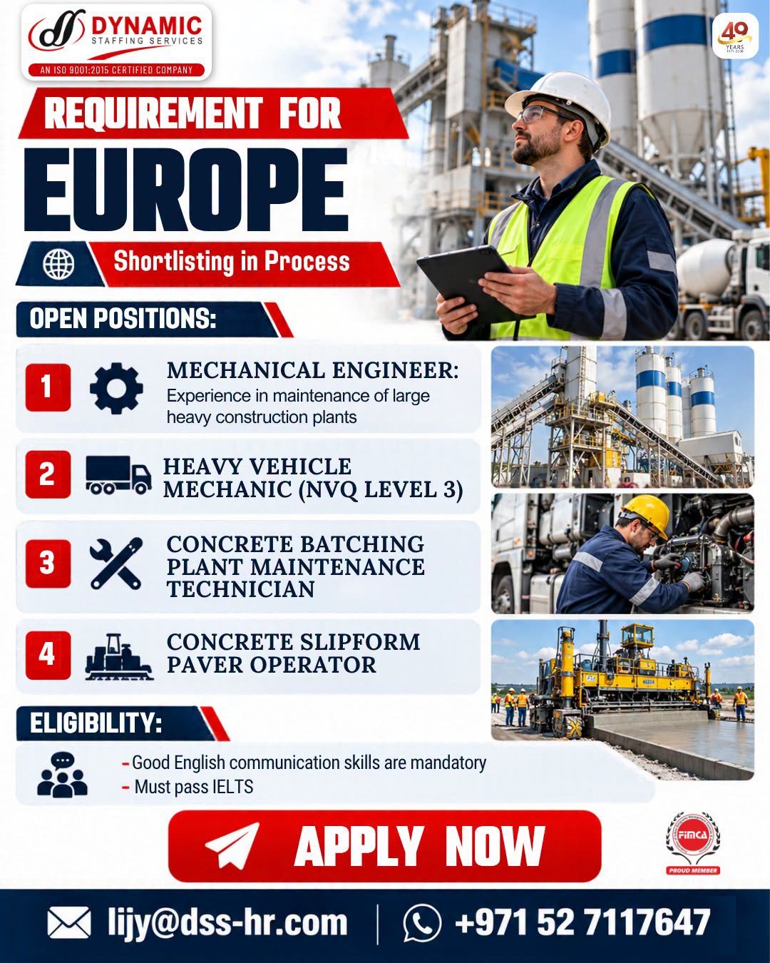 Urgent Hiring for various technical positions in Europe