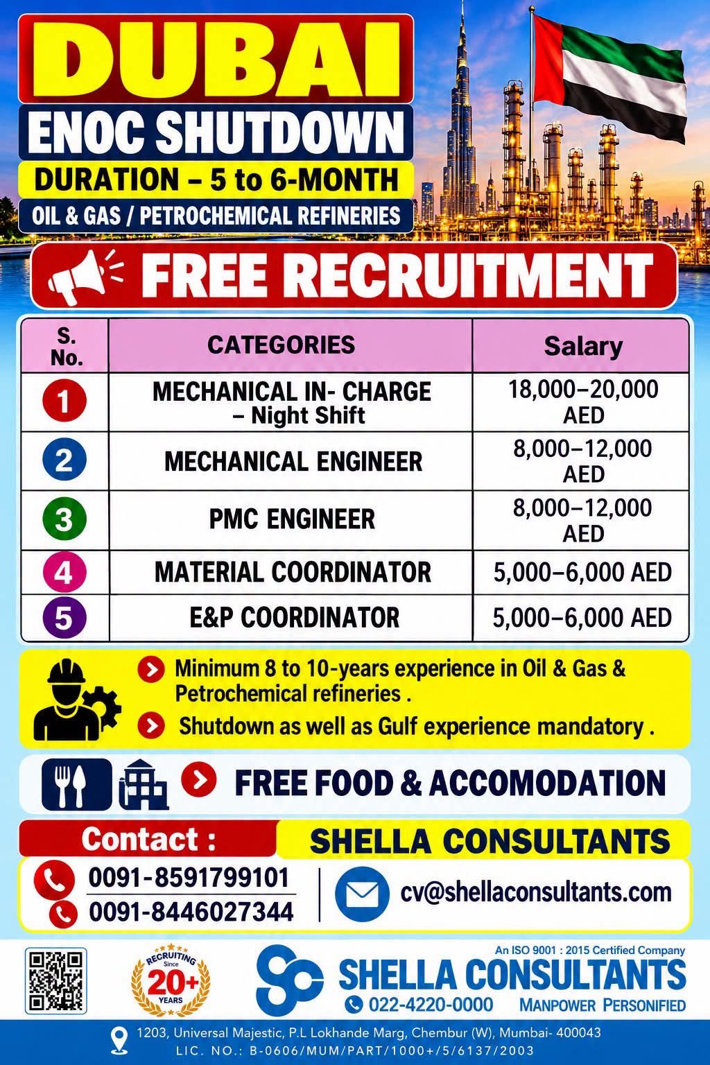 Dubai : ENOC Shutdown Jobs : Oil & Gas and Petrochemical Industry