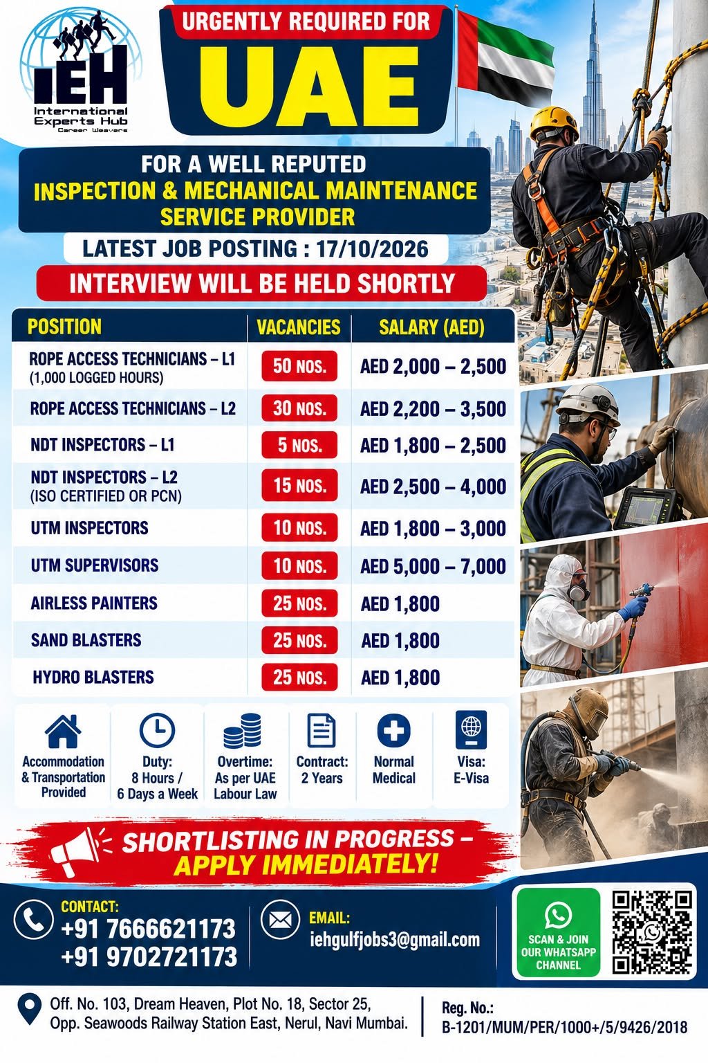 UAE Jobs 2026: 200 Vacancies for reputed inspection and mechanical maintenance service provider