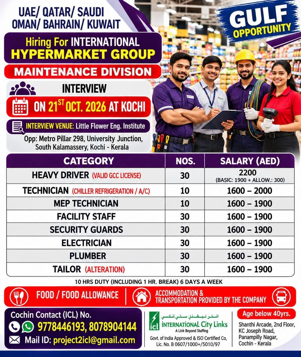 Jobs in Gulf : Hiring For a Leading Hypermarket group - Large number of Vacancies