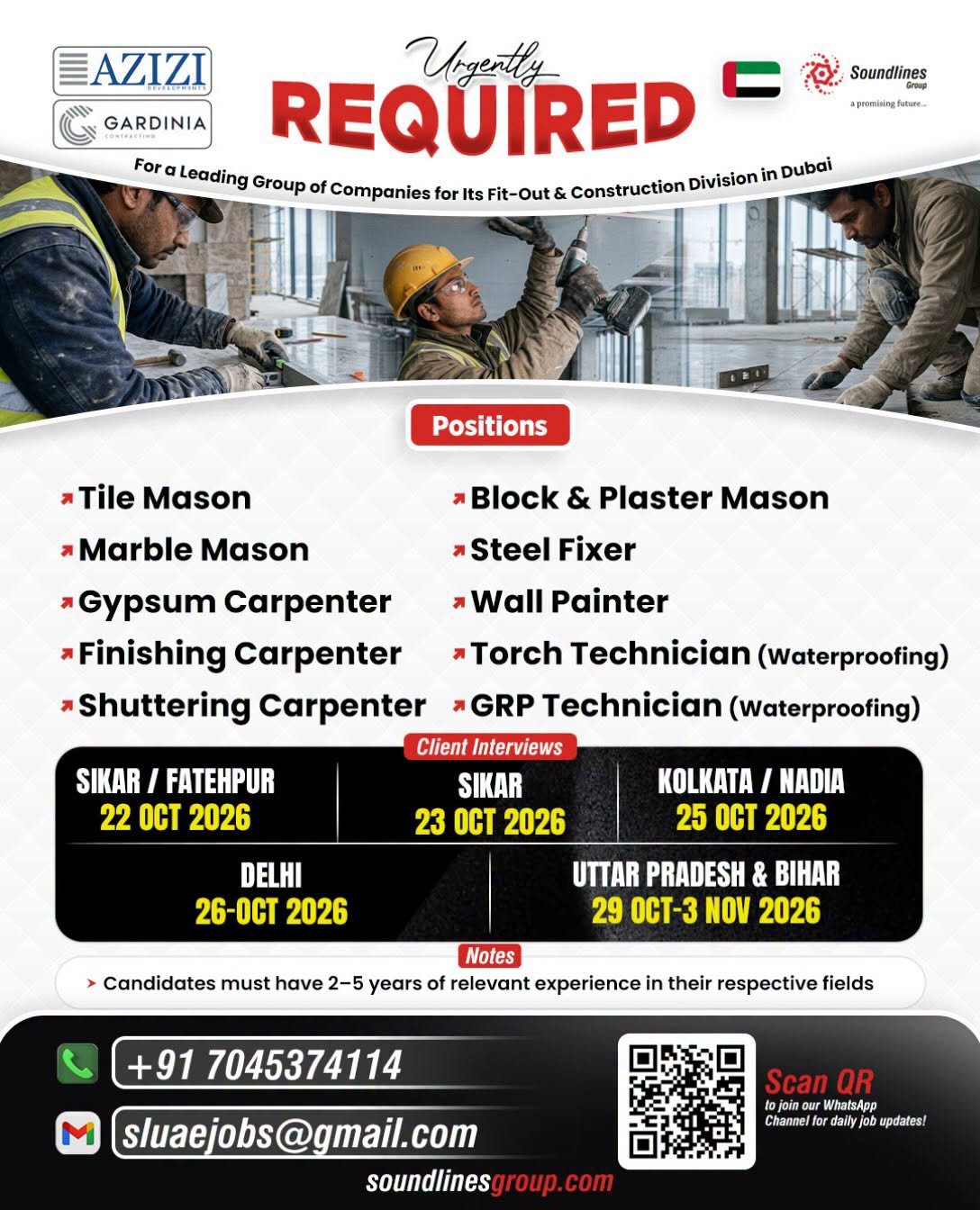 UAE : Hiring For a Leading Group of Companies for Its Fit-Out & Construction Division in Dubai