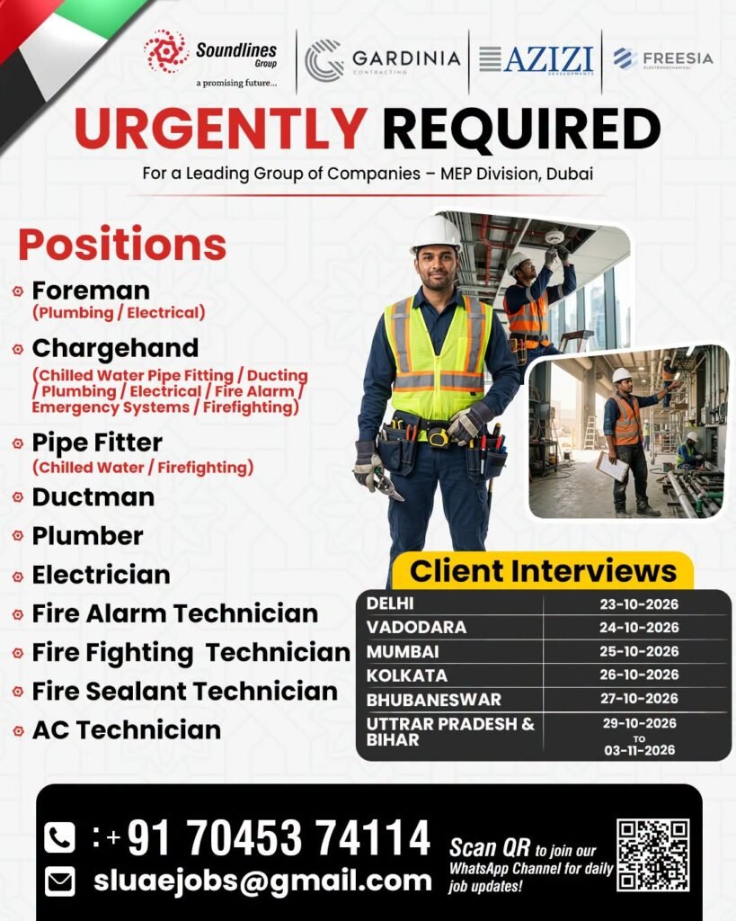 Hiring For a Leading Group of Companies - MEP Division, Dubai Hiring For a Leading Group of Companies - MEP Division, Dubai