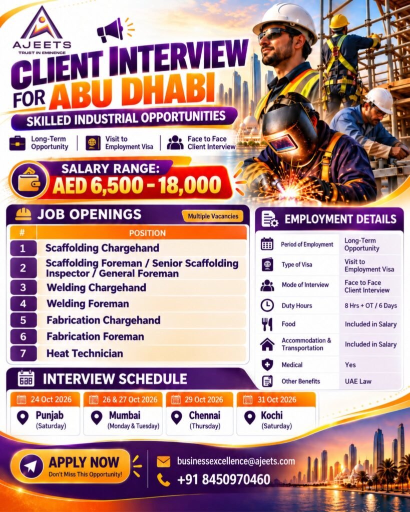 Kuwait : Hiring experienced professionals in Scaffolding, Welding & Fabrication.