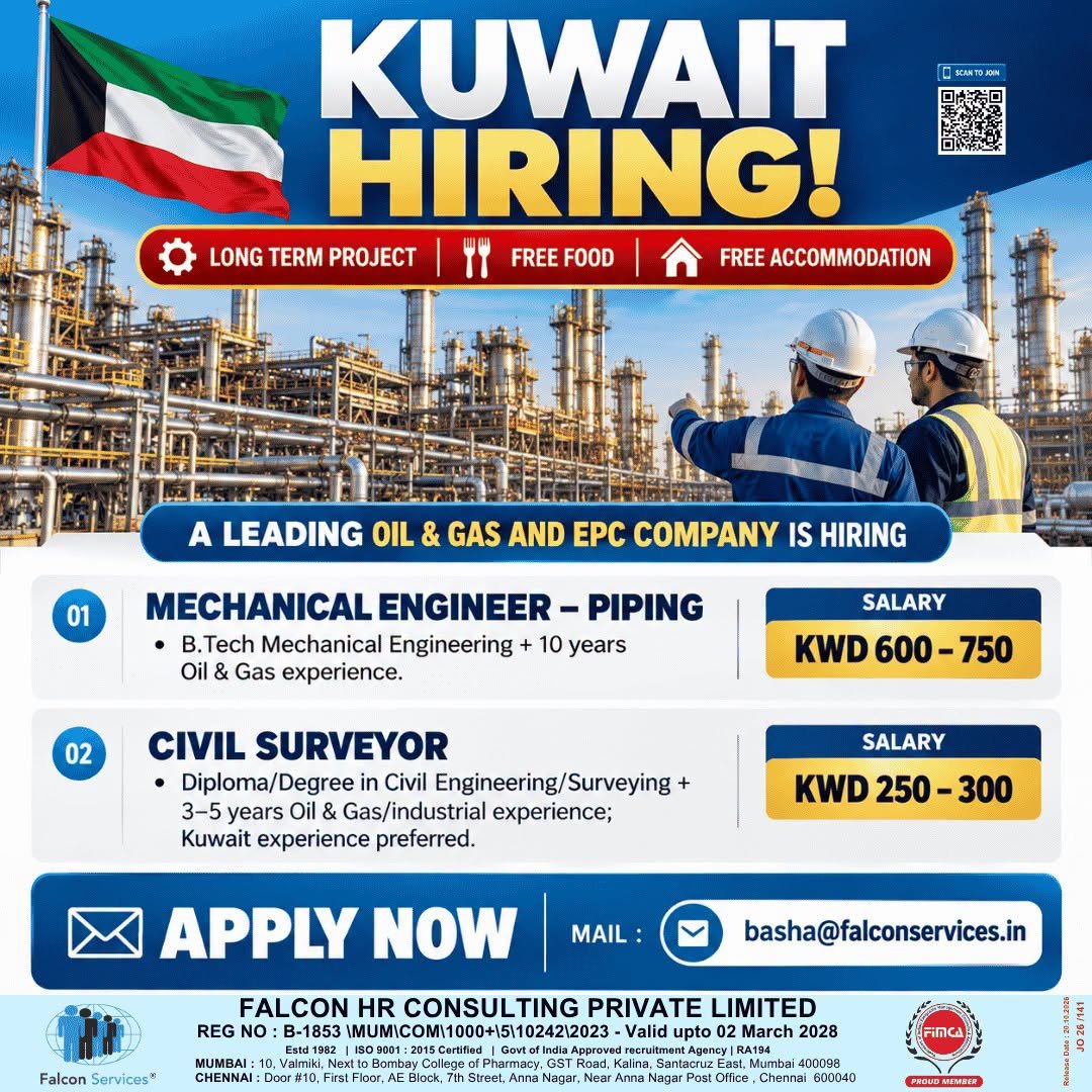 Kuwait Jobs : Hiring For A leading Oil & Gas and EPC company