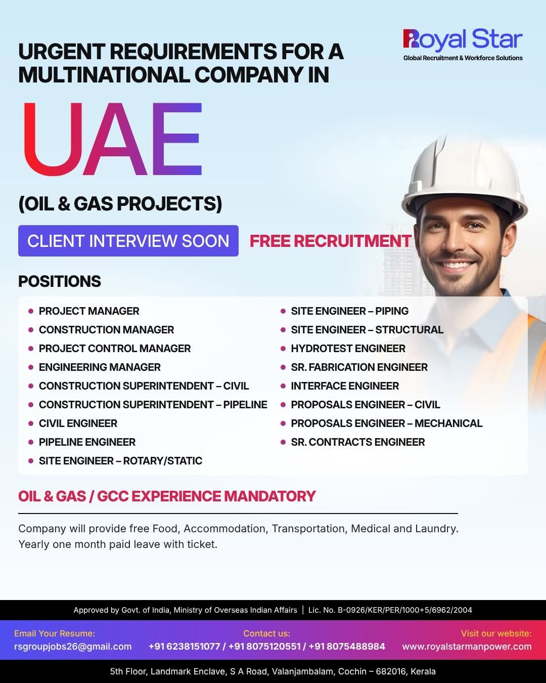UAE : Free Recruitment For multinational Oil & Gas company 
