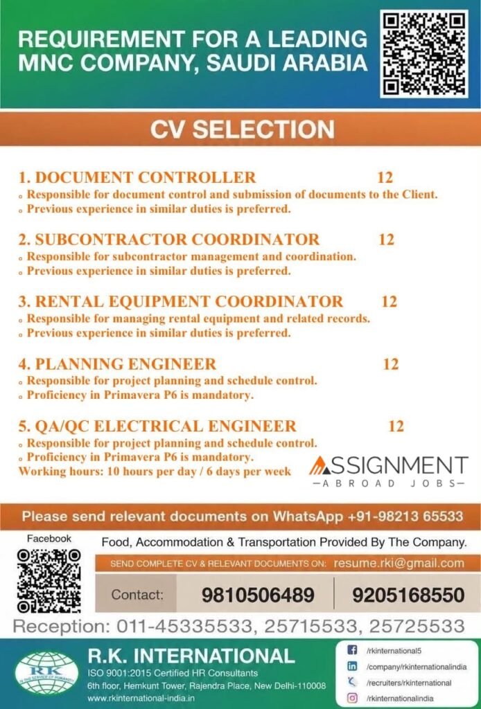 Saudi Arabia job 2026 – Recruitment For a leading multinational company
