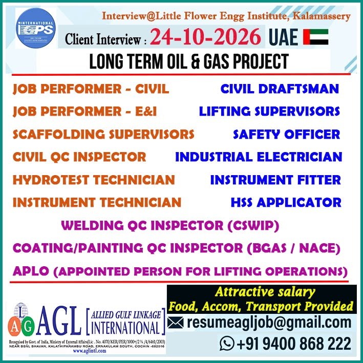 UAE Oil and Gas Jobs 2026: Multiple Vacancies for Civil, Electrical, Scaffolding and QC Professionals
