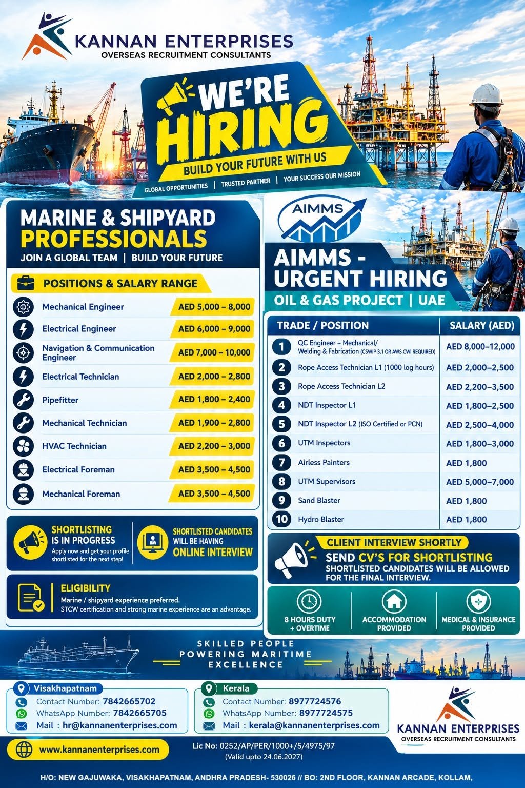 UAE Marine and AIMMS Oil Gas Jobs 2026: Multiple Vacancies for Engineers, Technicians and Foremen