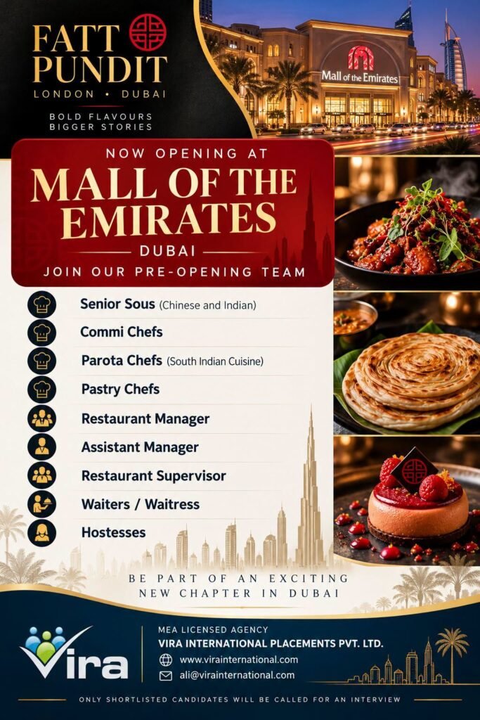 Dubai Restaurant Jobs 2026: Fat Pundit Hiring Chefs, Restaurant Managers and Service Staff