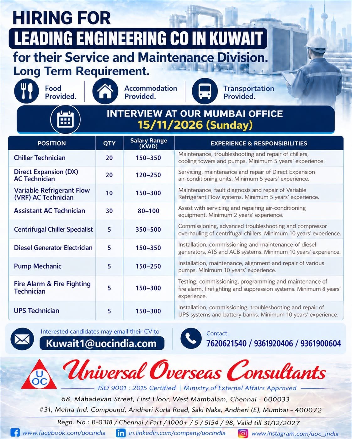 Kuwait Service and Maintenance Jobs 2026: Apply Now