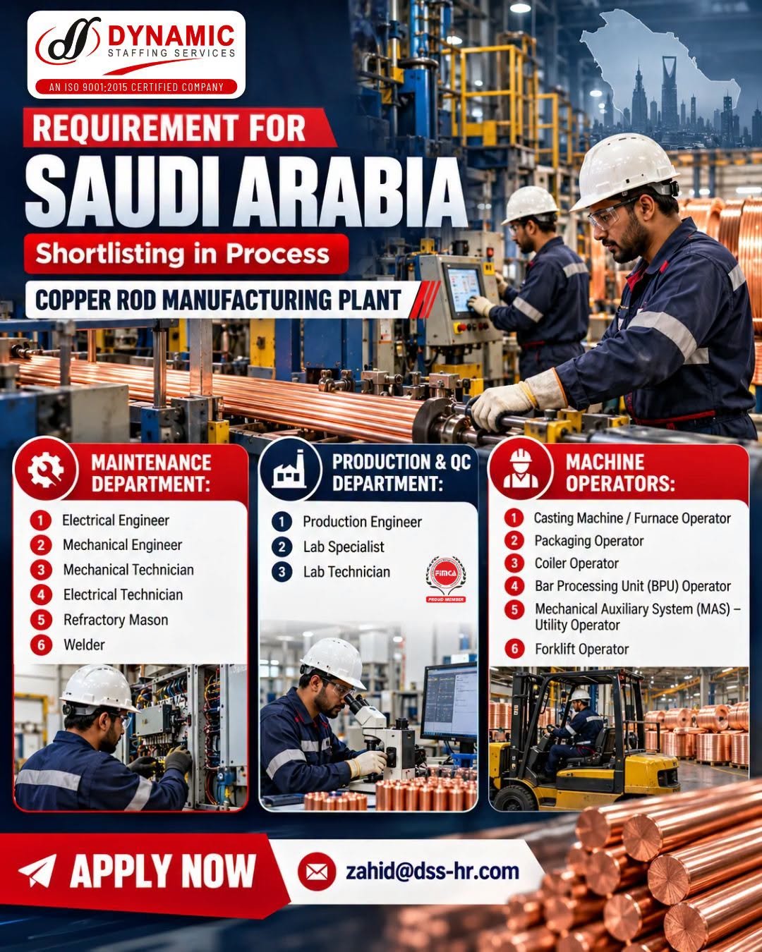 Saudi Arabia Jobs 2026: Copper Rod Manufacturing Plant Vacancies