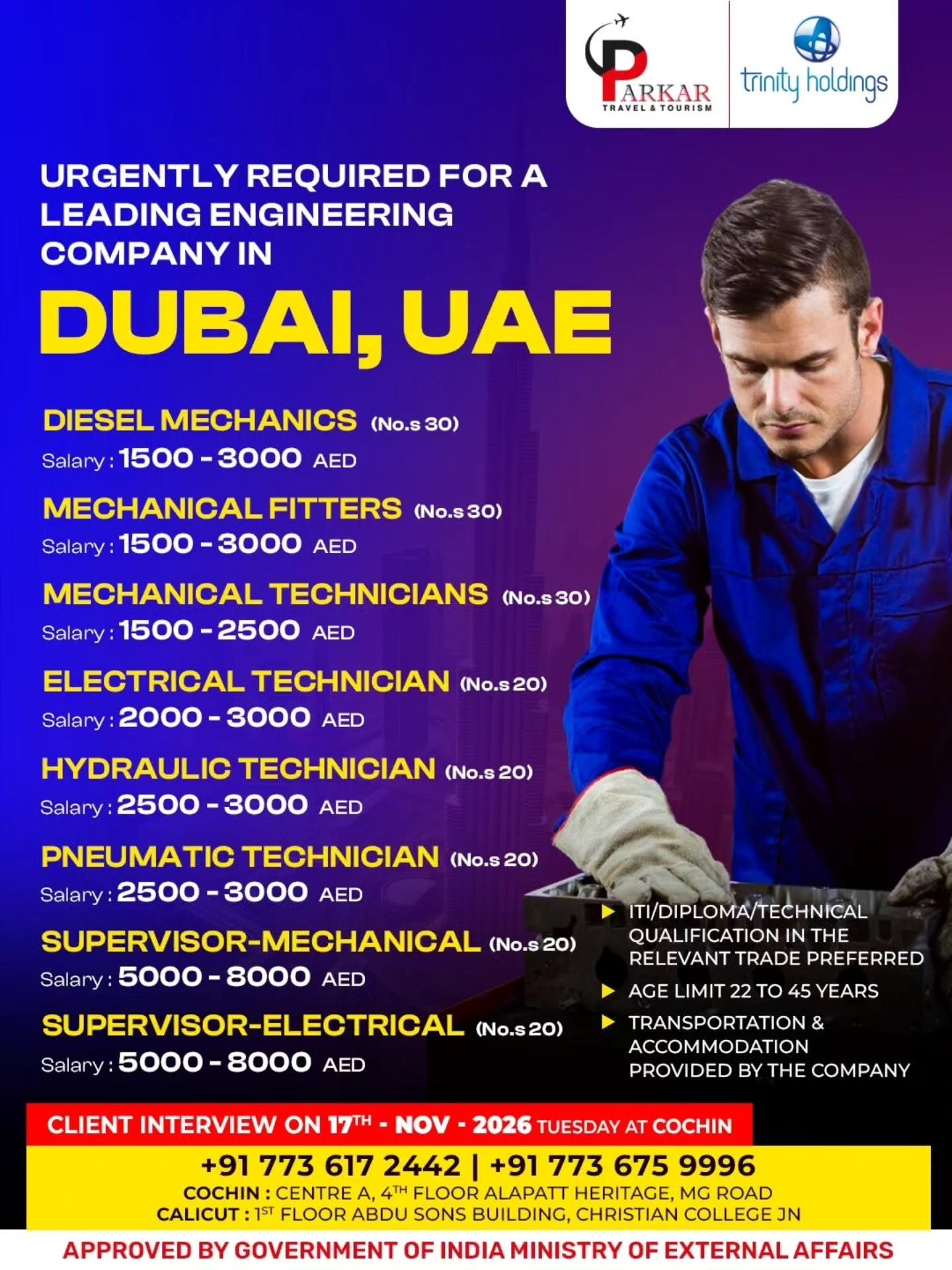 Dubai Jobs : Hiring For A leading engineering company in Dubai