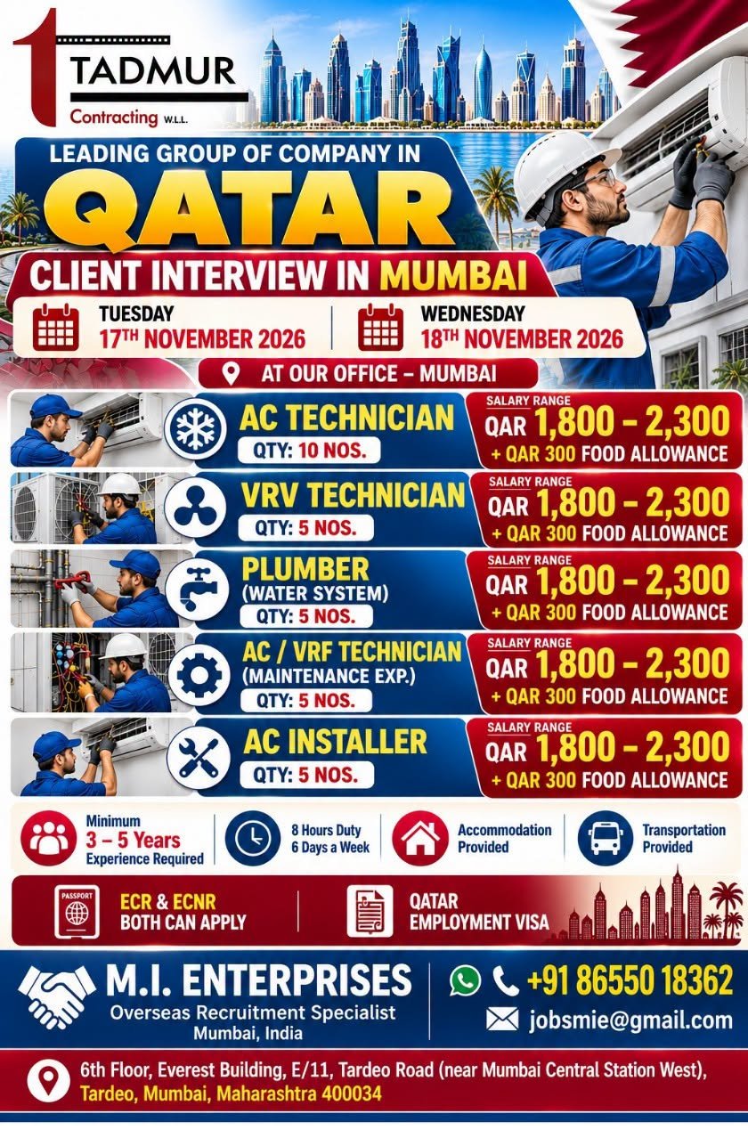 Qatar Jobs 2026: Tadmur Contracting W.L.L. Hiring 