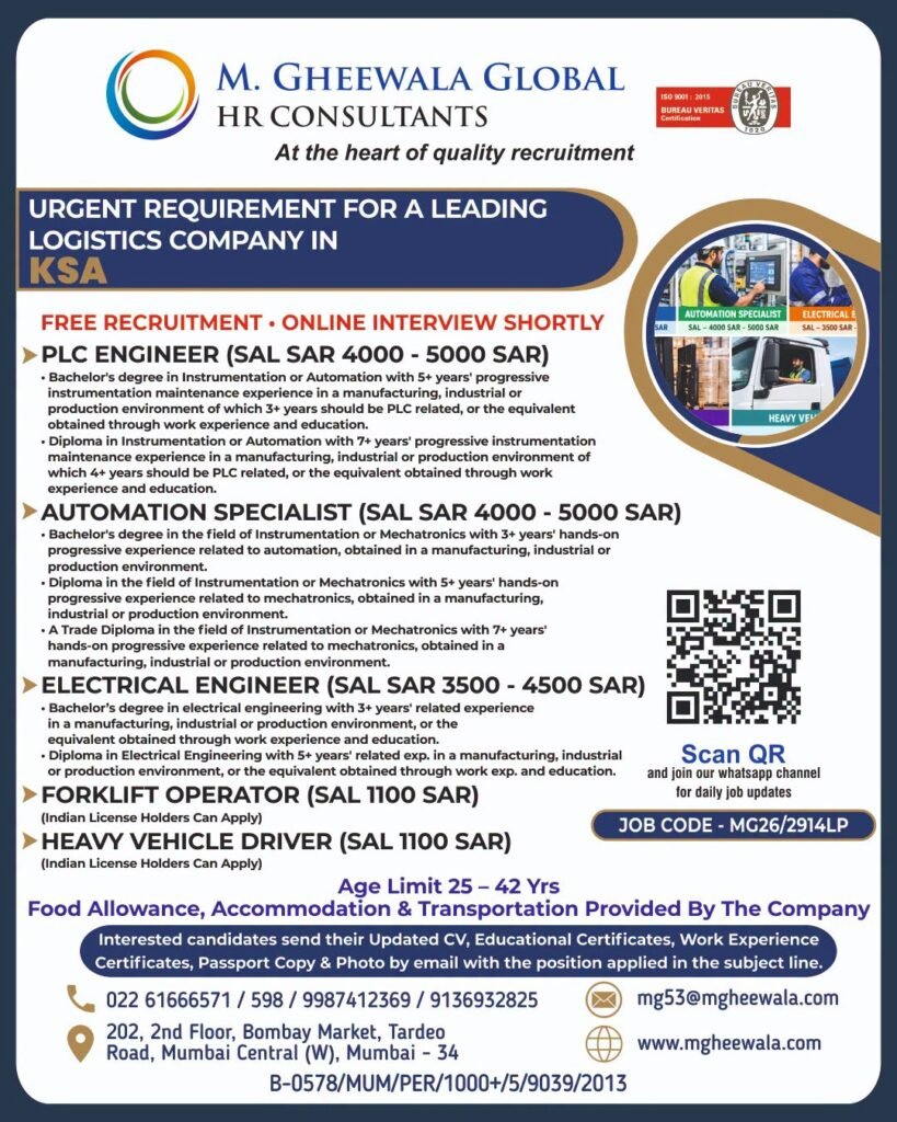 Saudi Arabia Jobs 2026: Recruitment For a leading logistics company