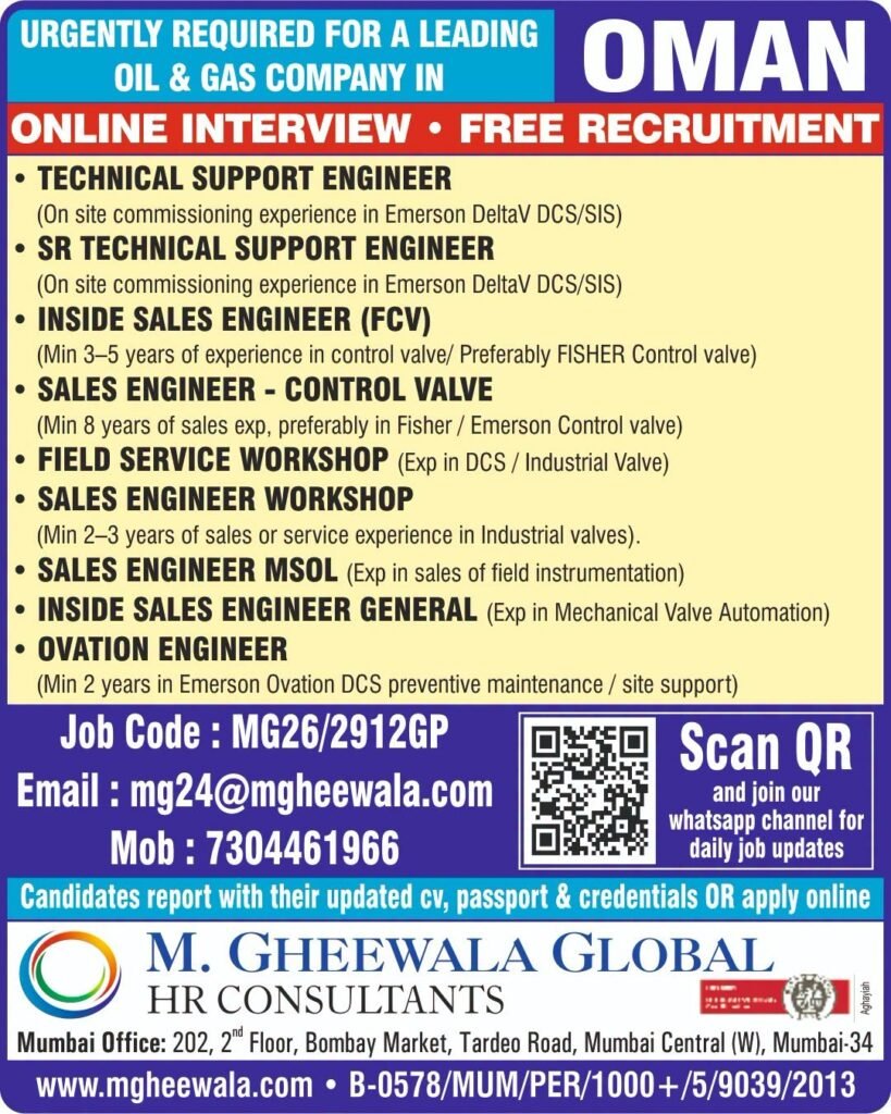Oman Jobs 2026: Recruitment For leading oil and gas company Oman Jobs 2026: Recruitment For leading oil and gas company