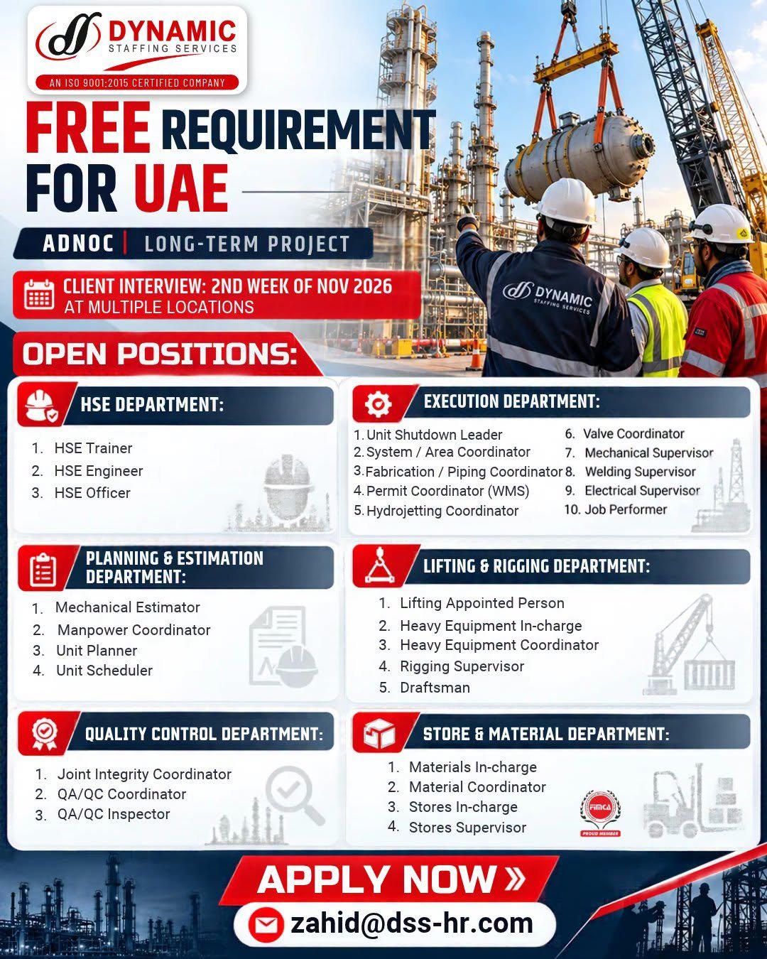 UAE Jobs 2026: Free Recruitment - Long-Term Project Vacancies