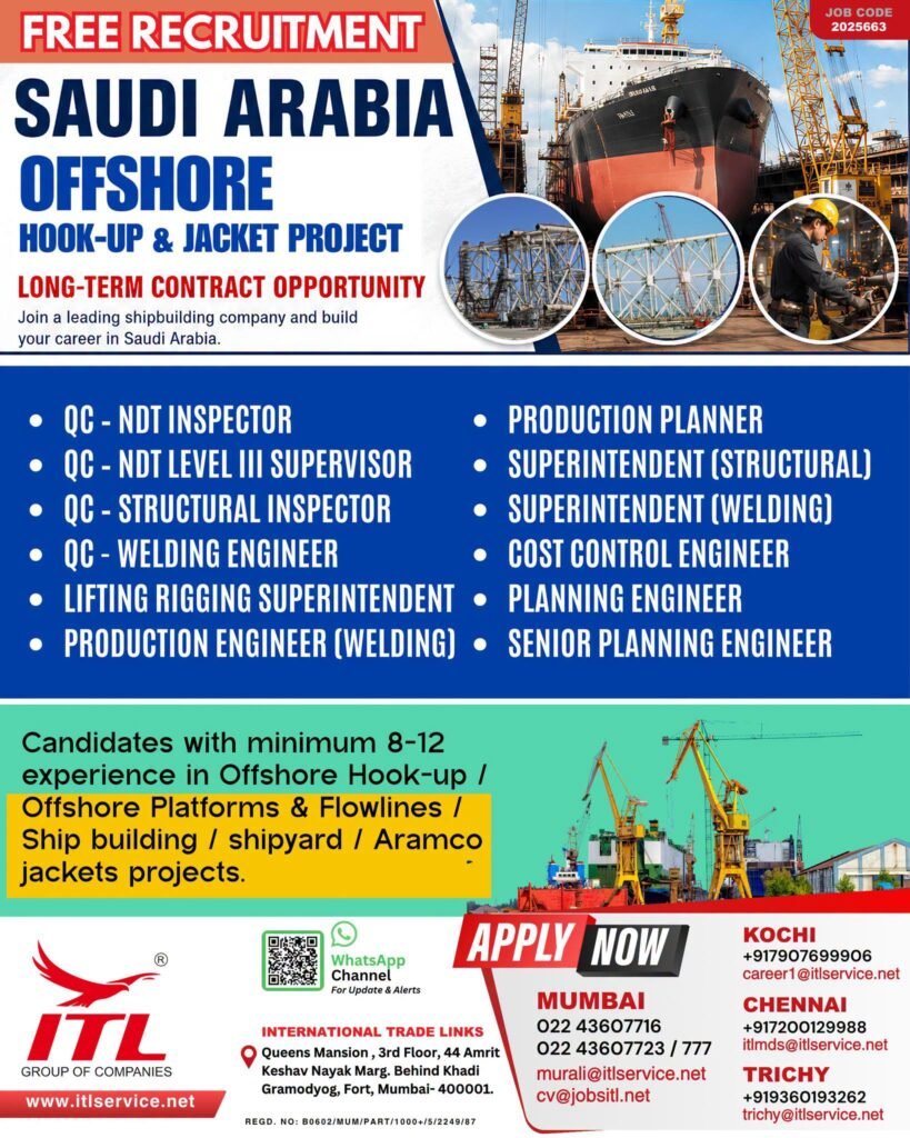Hiring For Saudi Arabia Offshore Hook-Up & Jacket Project