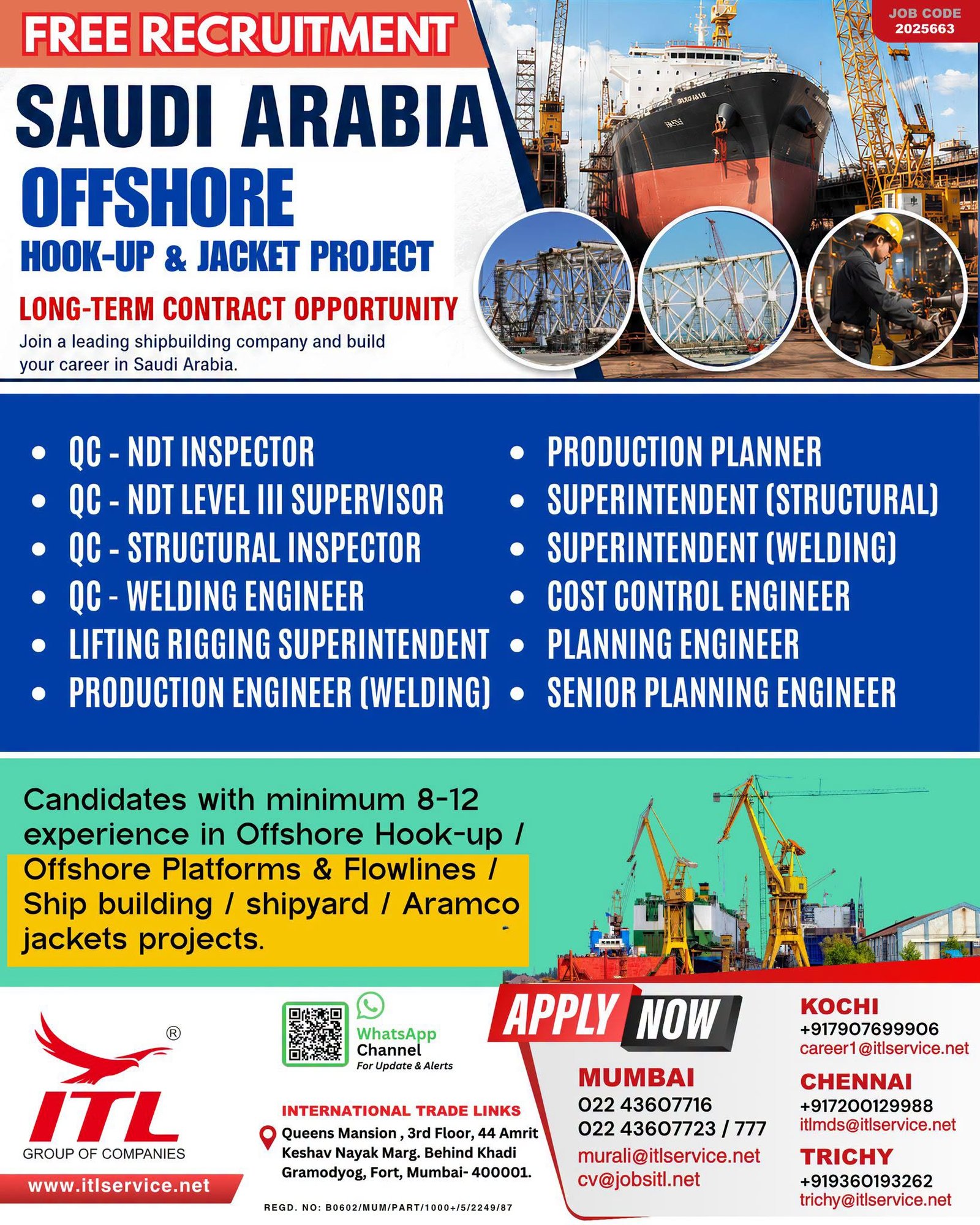 Hiring For Saudi Arabia Offshore Hook-Up & Jacket Project