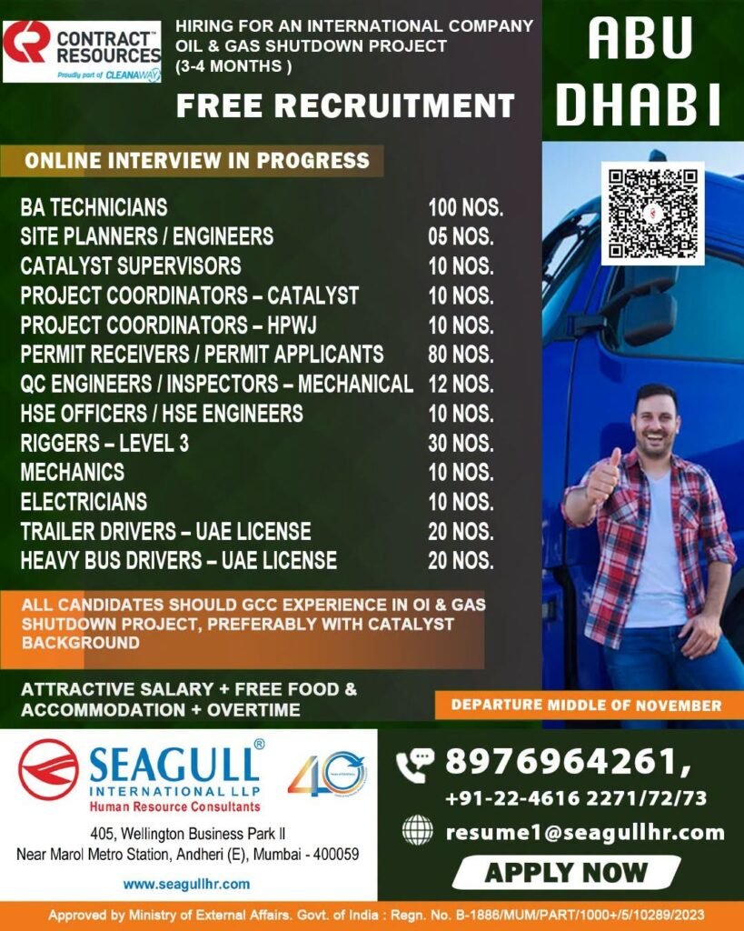 UAE Jobs 2026: Oil & Gas Shutdown Project Recruitment - Contract Resources