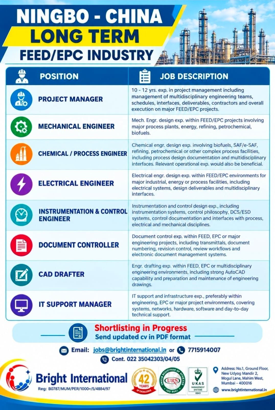 China Jobs 2026: FEED/EPC Engineering Recruitment in Ningbo