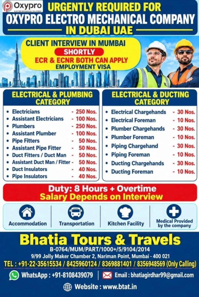 Oxypro Electro Mechanical Company Dubai Jobs 2026: 1,100+ Vacancies Oxypro Electro Mechanical Company Dubai Jobs 2026: 1,100+ Vacancies