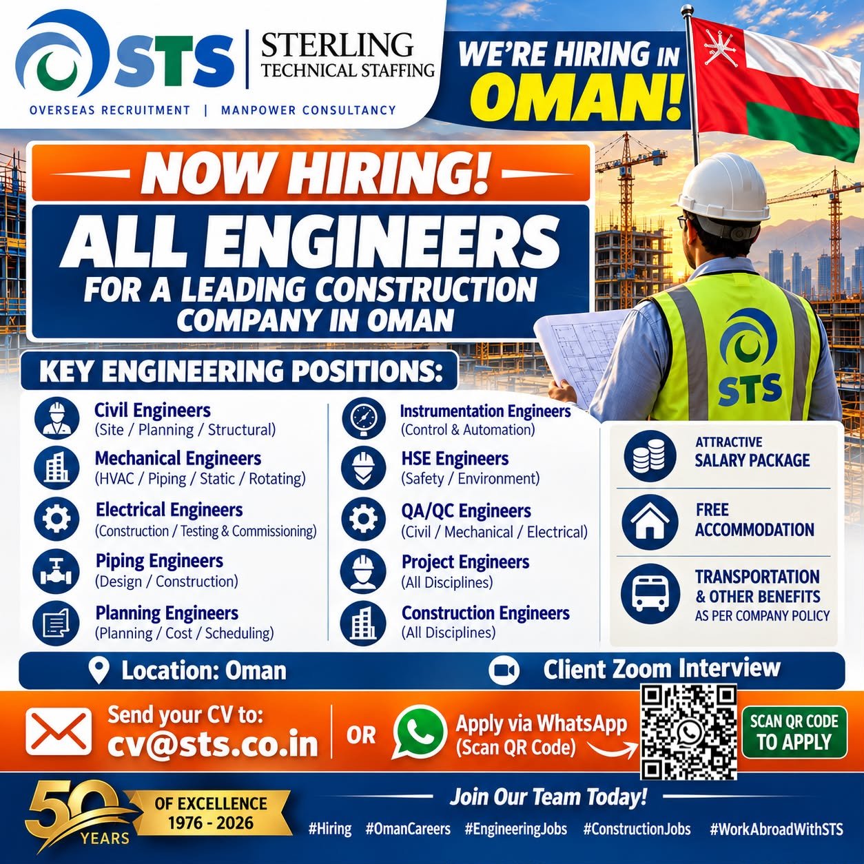 Oman Jobs 2026: Engineering Vacancies for a Leading Construction Company