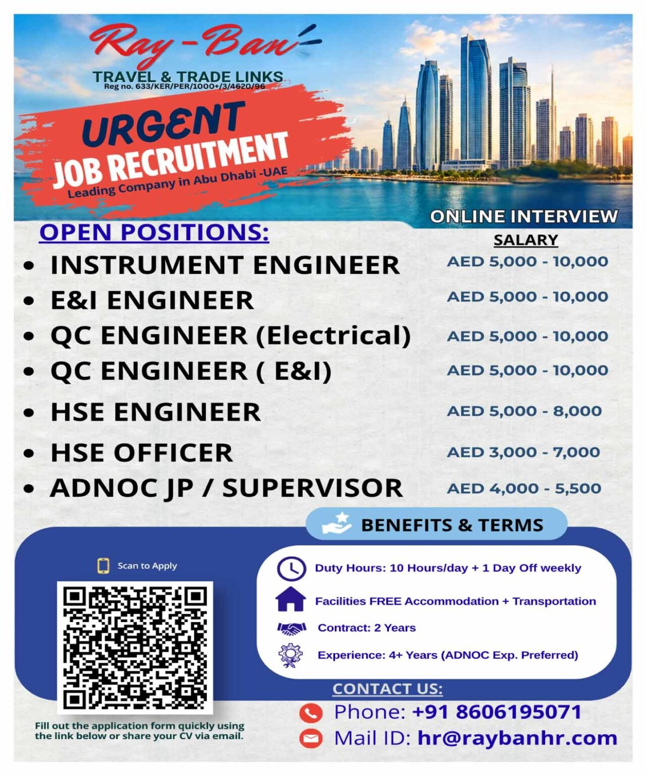 UAE Jobs 2026: Hiring for multiple engineering and safety positions