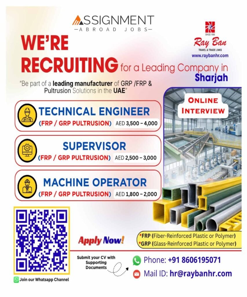UAE Jobs 2026: Hiring For a leading manufacturing company in Sharjah UAE Jobs 2026: Hiring For a leading manufacturing company in Sharjah