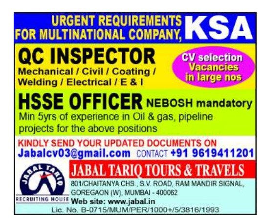 Saudi Arabia Jobs 2026 – QC Inspector and HSSE Officer Vacancies