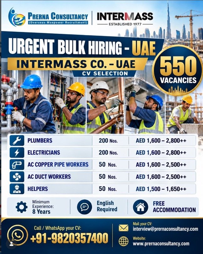 Hiring For INTERMASS CO. – UAE - Apply Now