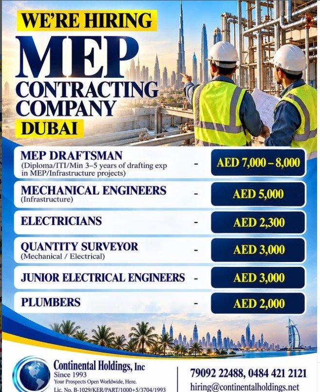 Recruiting For A leading MEP Contracting Company in Dubai Recruiting For A leading MEP Contracting Company in Dubai