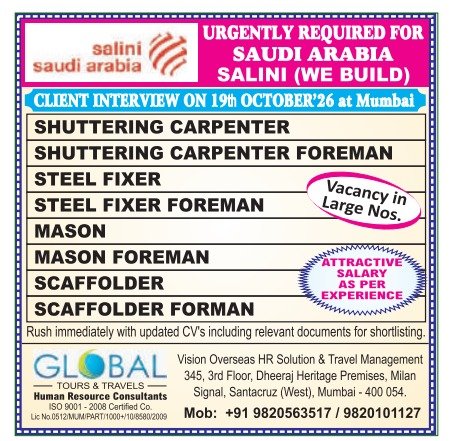 Saudi Arabia Jobs 2026: Urgent Hiring for Salini Construction Company
