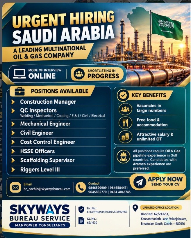 Saudi Arabia Jobs 2026: Multinational oil and gas company Hiring 