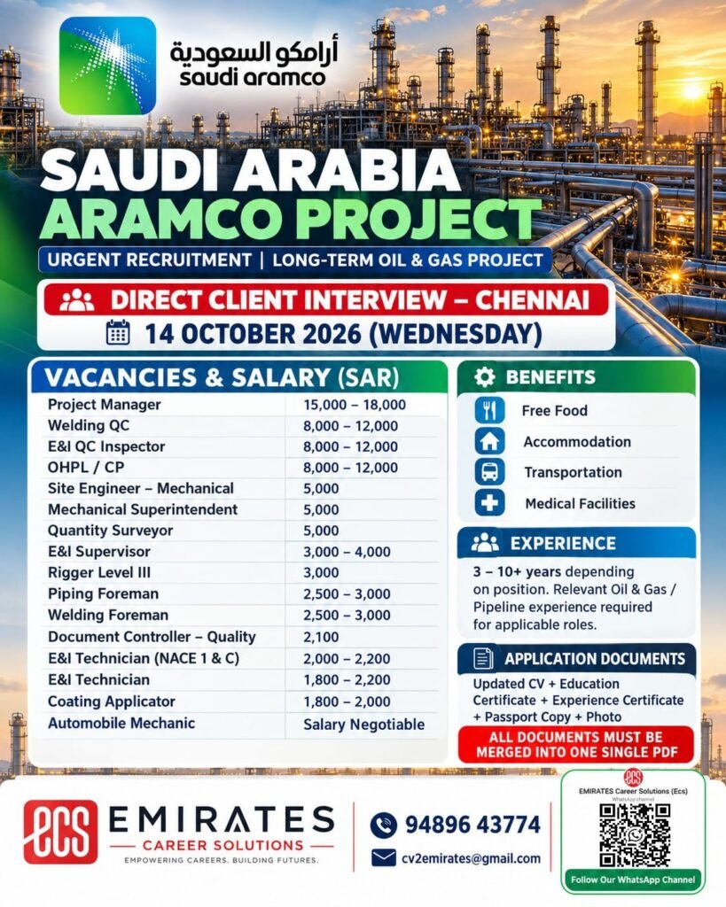 Saudi Aramco Project Jobs 2026: Urgent Recruitment for Oil and Gas Professionals