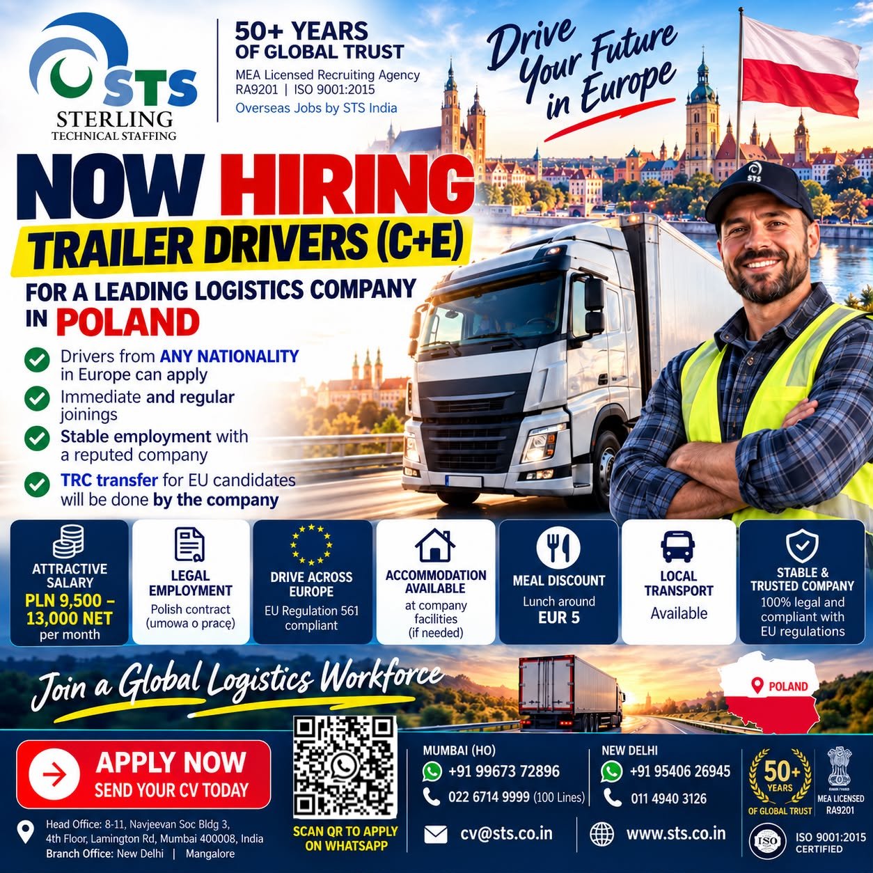 Poland Trailer Driver Jobs 2026: Salary Up to PLN 13,000 Net Per Month